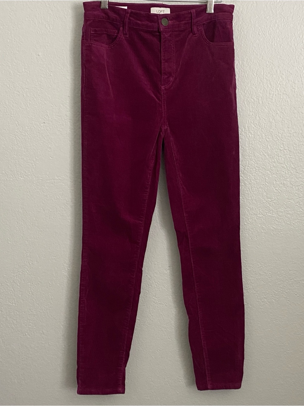 Loft Outlet Pants Women's 4 Cranberry Red Thin Corduroy High Rise Skinny Casual